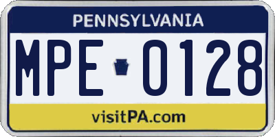 PA license plate MPE0128
