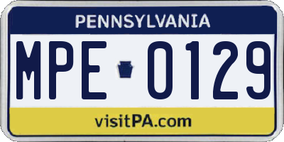 PA license plate MPE0129