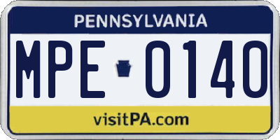 PA license plate MPE0140