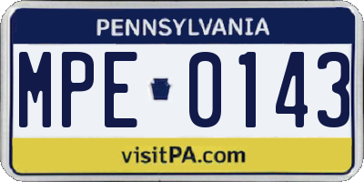 PA license plate MPE0143