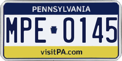 PA license plate MPE0145