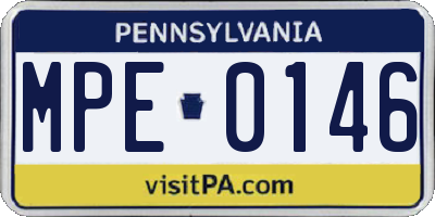 PA license plate MPE0146