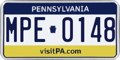 PA license plate MPE0148