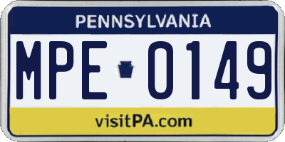 PA license plate MPE0149