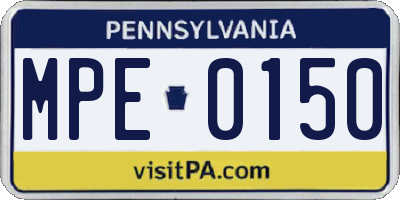 PA license plate MPE0150