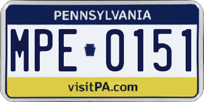 PA license plate MPE0151