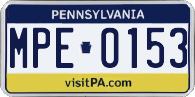 PA license plate MPE0153