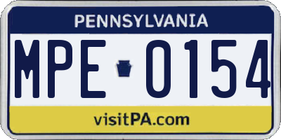 PA license plate MPE0154
