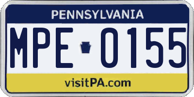 PA license plate MPE0155