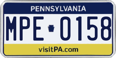 PA license plate MPE0158