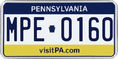 PA license plate MPE0160