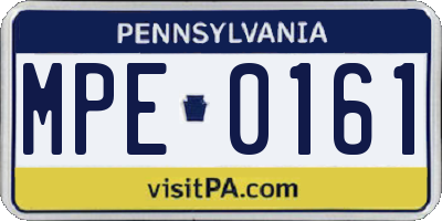 PA license plate MPE0161