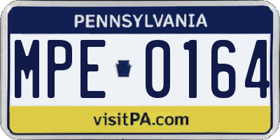 PA license plate MPE0164