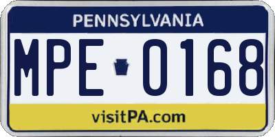 PA license plate MPE0168