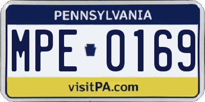 PA license plate MPE0169