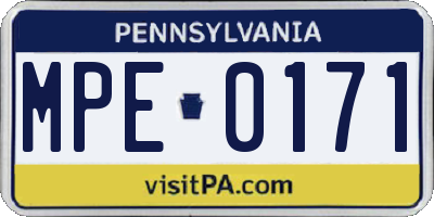PA license plate MPE0171