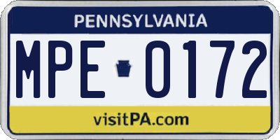 PA license plate MPE0172