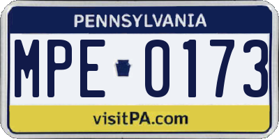 PA license plate MPE0173