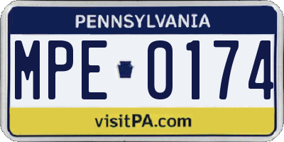 PA license plate MPE0174