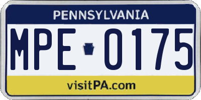 PA license plate MPE0175