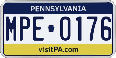 PA license plate MPE0176