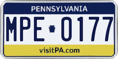 PA license plate MPE0177