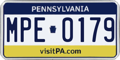 PA license plate MPE0179