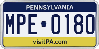 PA license plate MPE0180