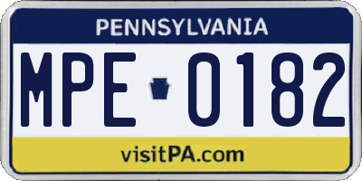 PA license plate MPE0182