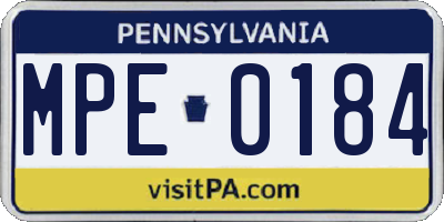PA license plate MPE0184