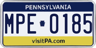 PA license plate MPE0185