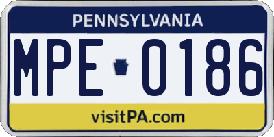 PA license plate MPE0186