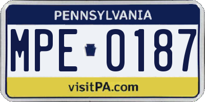 PA license plate MPE0187