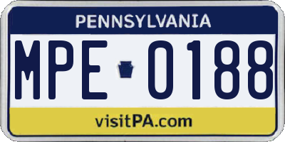 PA license plate MPE0188