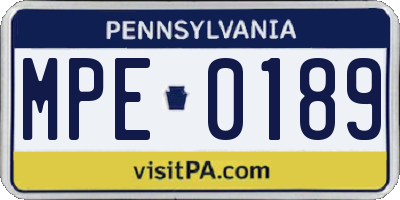 PA license plate MPE0189