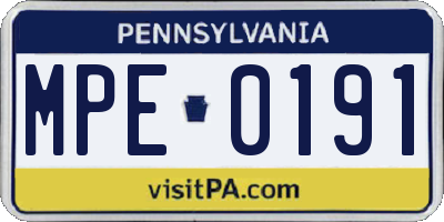 PA license plate MPE0191