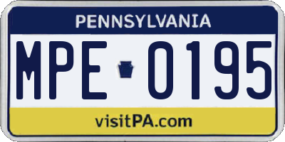 PA license plate MPE0195