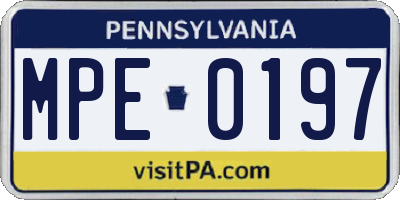 PA license plate MPE0197