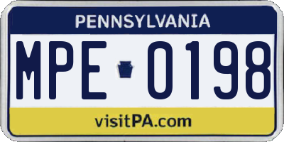 PA license plate MPE0198