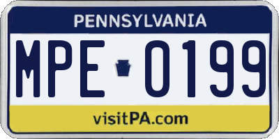PA license plate MPE0199