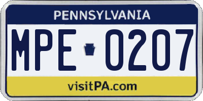 PA license plate MPE0207