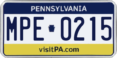 PA license plate MPE0215