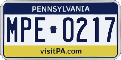 PA license plate MPE0217