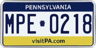 PA license plate MPE0218