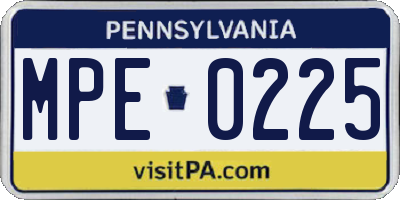 PA license plate MPE0225