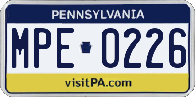 PA license plate MPE0226