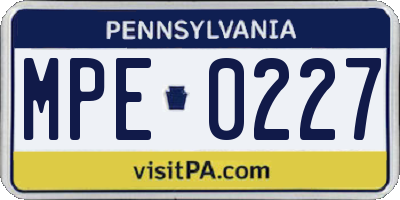 PA license plate MPE0227