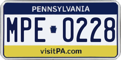 PA license plate MPE0228