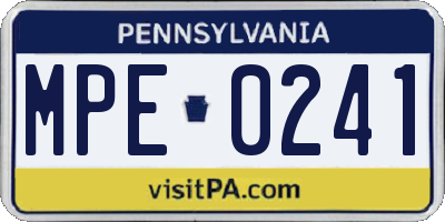 PA license plate MPE0241