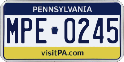 PA license plate MPE0245